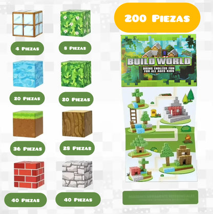 Bloques de Minecraft magnéticos Premium 48/100/148/200 Piezas