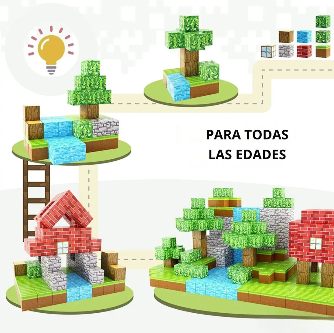 Bloques de Minecraft magnéticos Premium 48/100/148/200 Piezas