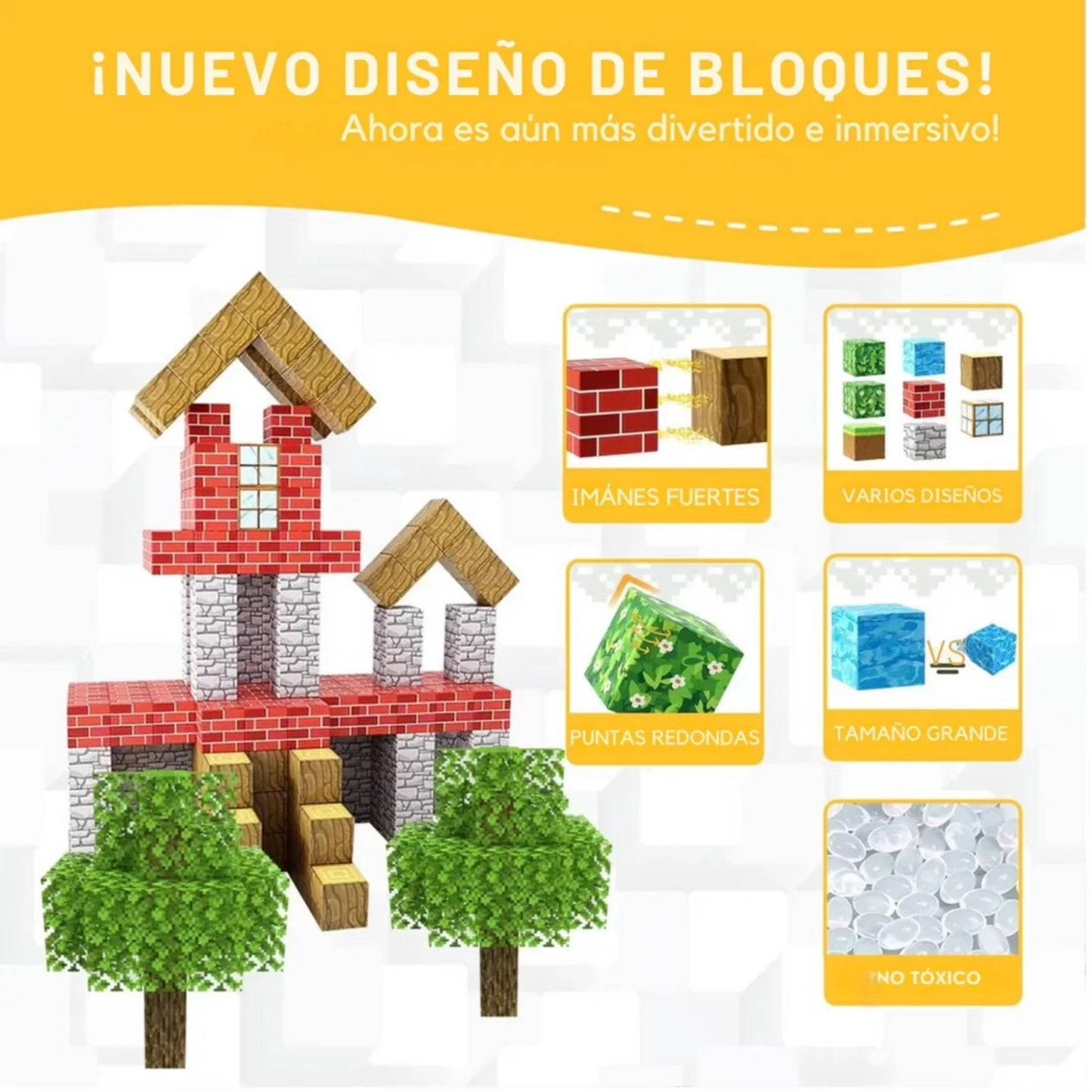 Bloques de Minecraft magnéticos Premium 48/100/148/200 Piezas